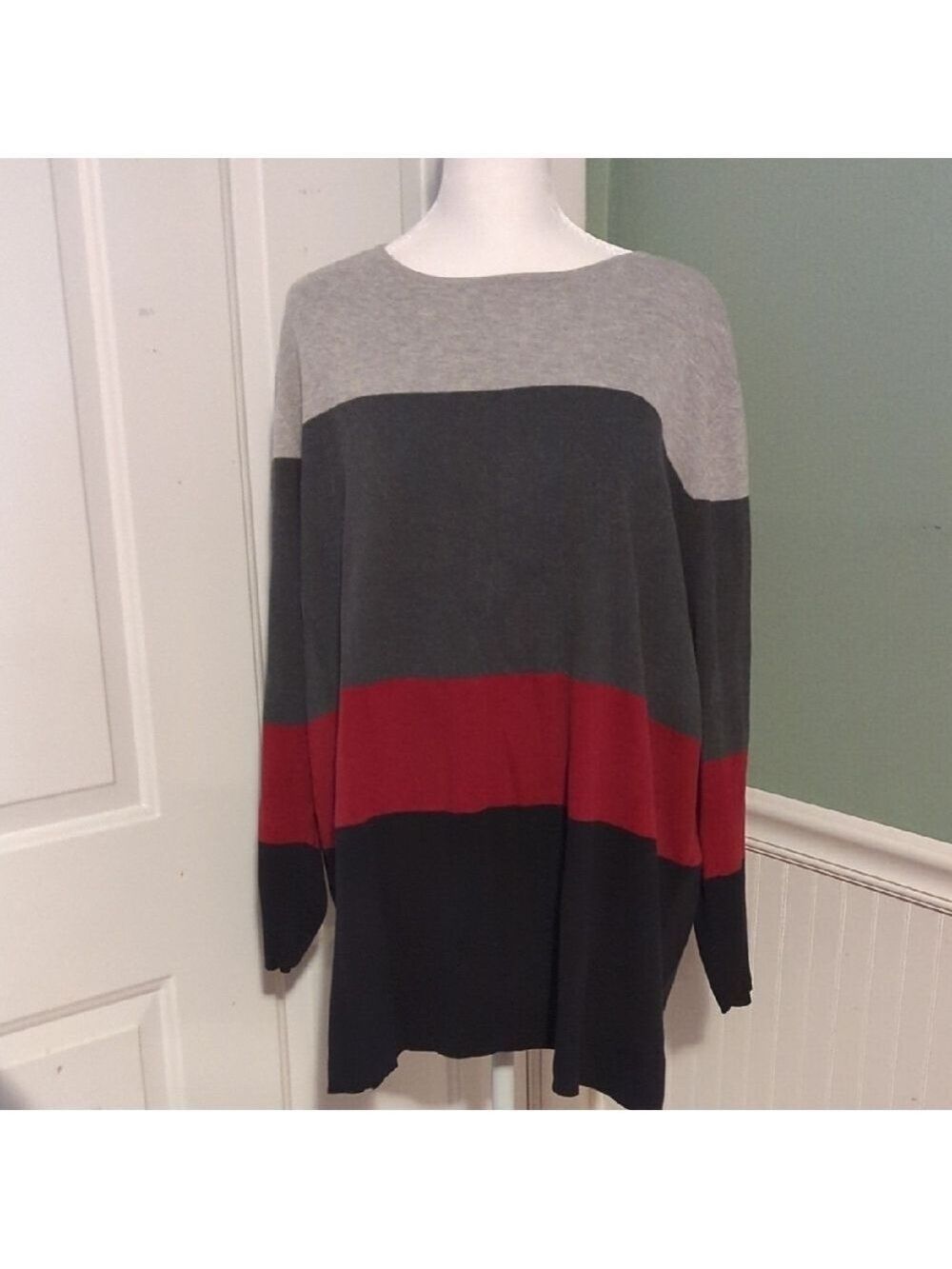 Liz Claiborne Sweater Striped Long Sleeve 2X Holidays Cozy Winter Skiing - Picture 1 of 10